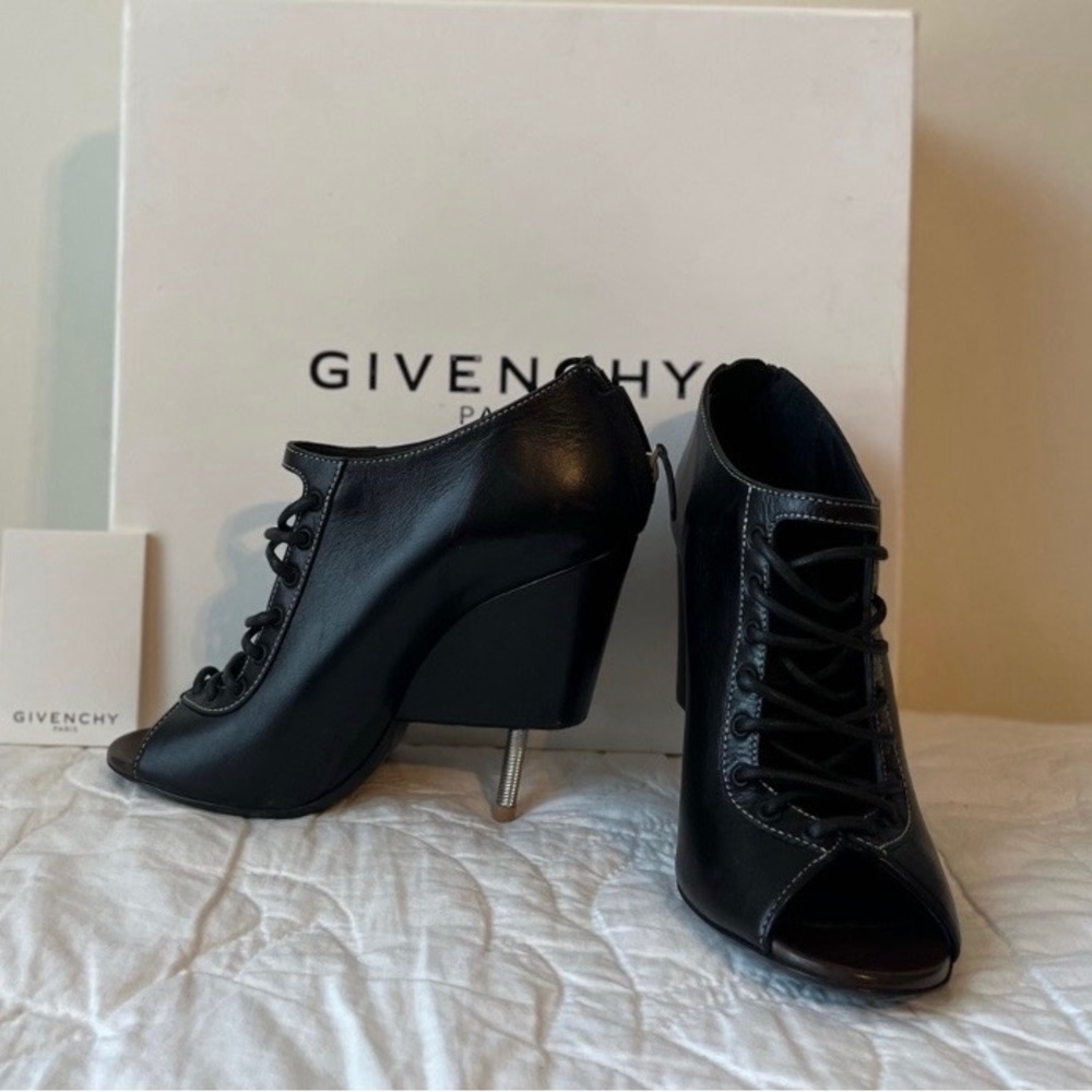 Givenchy Open Toe Screw Heel
Black Leather Booties